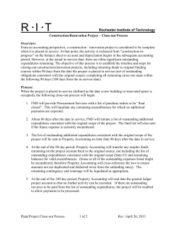 Construction/Renovation Project - Close-Out Process