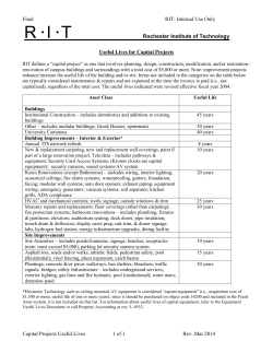Capital Projects &ndash; Useful Lives