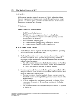 The Budget Process at RIT