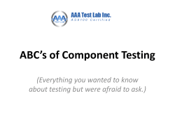 ABC's of Component Testing