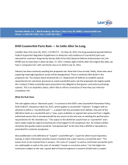 2013_6 DOD Counterfeit Parts Rule  So Little After So Long