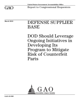 GAO Report - DOD Should Leverage Ongoing Initiatives