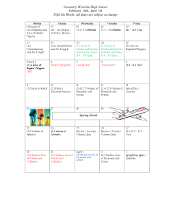 2014-2015 5th Six Weeks Calendar