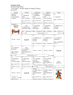 2014-2015 1st Six Weeks Calendar