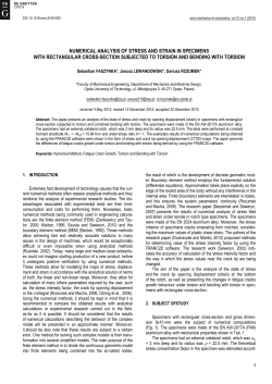 Numerical Analysis of Stress and Strain in Specimens with Rectangular Cross-Section Subjected to Torsion and Bending withTorsion
