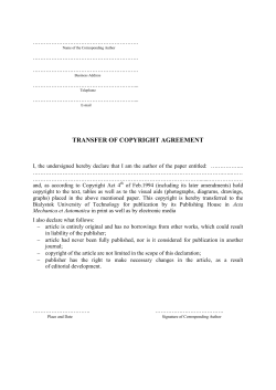 Appendix  no 3. Copyright transfer statement
