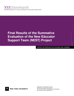 Final Results of the Summative Evaluation of the New Educator Support Team (NEST) Project (March 2004)