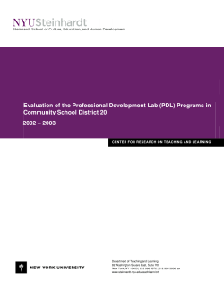 Evaluation of the Professional Development Lab (PDL) Programs in Community School District 20 2002-2003 (March 2004)