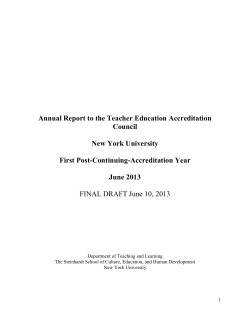 First Annual Report to TEAC (June 2013)