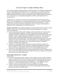 Efficiency in Processes, Use of Facilities and Technology