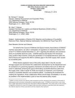 CODSIA Letter on DFARS Implementation of NDAA Counterfeit Parts Provision