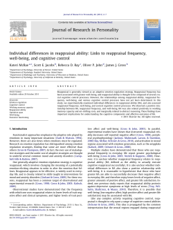 Individual differences in reappraisal ability: &nbsp;Links to reappraisal frequency, well-being, and cognitive control