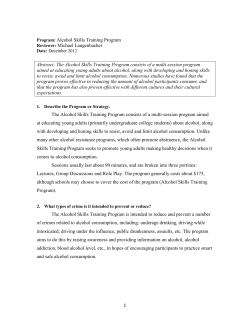 Alcohol Skills Training Program