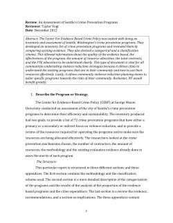 Seattle&rsquo;s Crime Prevention Programs