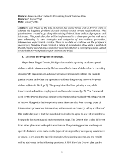 Detroit&rsquo;s Preventing Youth Violence Plan