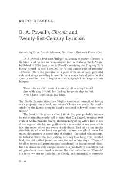 Broc Rossell - D.A. Powell's Chronic and Twenty-first-Century Lyricism