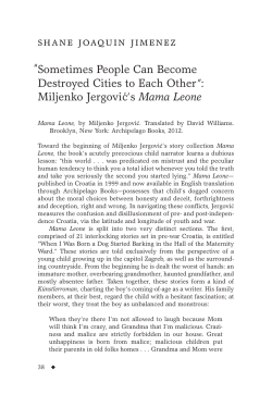 Shane Joaquin Jimenez - Sometimes People Can Become Destroyed Cities to Each Other: Miljenko Jergovic's Mama Leone