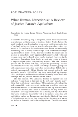 Fox Frazier-Foley - What Human Direction(s): A Review of Jessica Baran's Equivalents