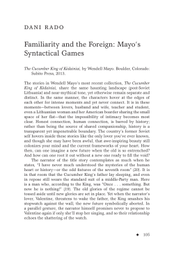 Dani Rado - Familiarity and the Foreign: Mayo's Syntactical Games