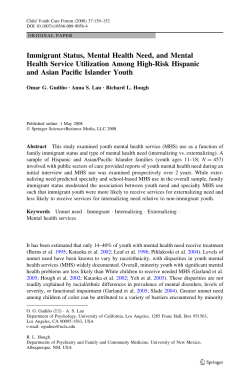 Immigrant status, mental health need and mental health service utilization among high-risk Hispanic and Asian Pacific Islander youth