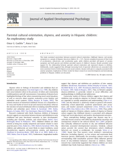 Parental culture, shyness, and anxiety in Hispanic children: An exploratory study