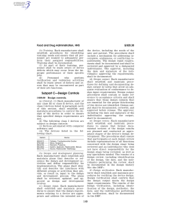(21 CFR Part 820, Subpart C Design Controls (820.30