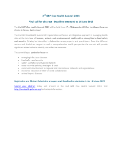 GRF Summit 2013 Abstracts Deadline Extended