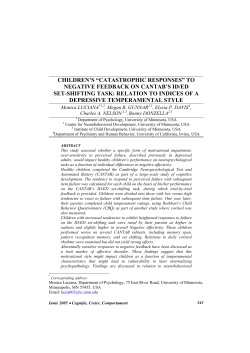 Children's "Catastrophic Responses" to negative feedback on on cantab's ID/ED set-shifting task: relation to indices of a depressive temperamental style