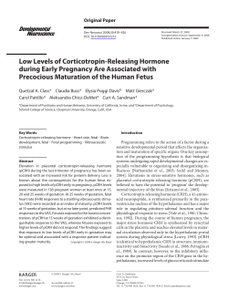 Low levels of corticotropin-releasing hormone during early pregnancy are associated with precocious maturation of the human fetus.