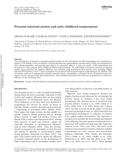Prenatal maternal anxiety and early childhood temperament