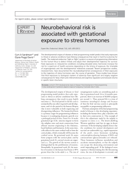 Neurobehavioural risk is associated with gestational exposure to stress hormones