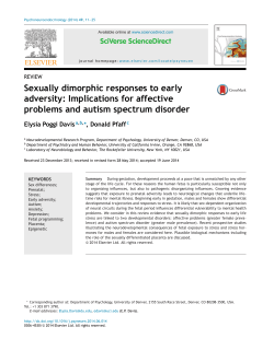 Sexually dimorphic responses to early adversity: Implications for affective problems and autism spectrum disorder