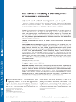 Intra-individual consistency in endocrine profiles across successive pregnancies