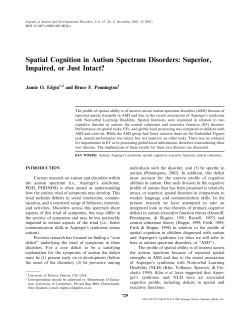 Spatial cognition in autism spectrum disorders: Superior, impaired, or just intact?