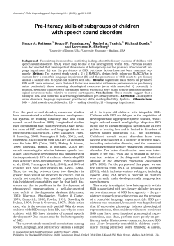 Pre-literacy skills of subgroups of children with speech sound disorders.