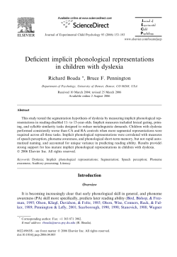 Deficient implicit phonological representations in children with dyslexia.