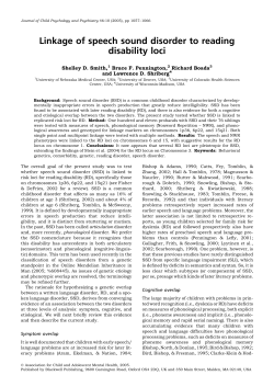 Linkage of speech sound disorder to reading disability loci.