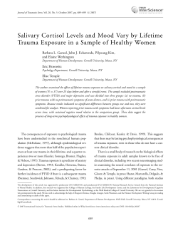 Salivary cortisol&nbsp;levels and mood vary by lifetime trauma exposure in a sample of healthy women