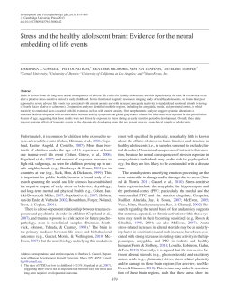 Stress and the healthy adolescent brain:&nbsp; Evidence for the neural embedding of life events