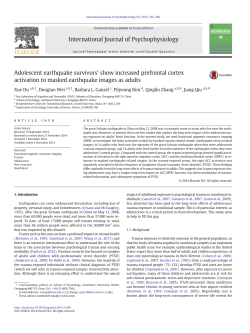 Adolescent earthquake survivors’ show increased prefrontal cortex activation to masked earthquake images as adults