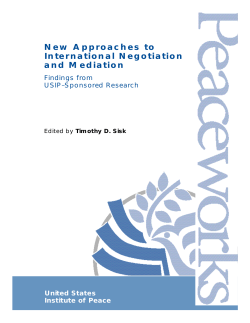 New Approaches to International&nbsp;Negotiation and Mediation: Findings from USIP-Sponsored Research