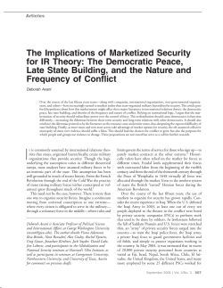 The Implications of Marketized Security for IR Theory: the Democratic Peace, Late State Building and the Nature and Frequency of Conflict