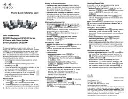 Phone Quick Reference Card for Cisco SPA300 and SPA500 Series IP Phones with Cisco UC320W