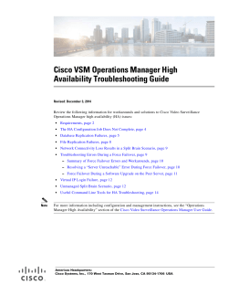 Cisco VSM Operations Manager High Availability Troubleshooting Guide, Release 7.6 and higher