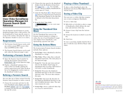 Cisco Video Surveillance Operations Manager 6.3: Forensic Search Quick Reference
