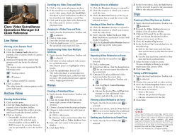 Cisco Video Surveillance Operations Manager 6.3 Quick Reference