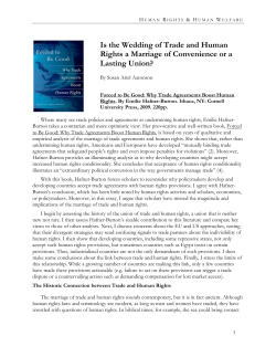Is the Wedding of Trade and Human Rights a Marriage of Convenience or a Lasting Union?