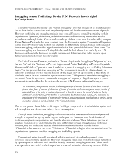 Smuggling versus Trafficking: Do the U.N. Protocols have it right?