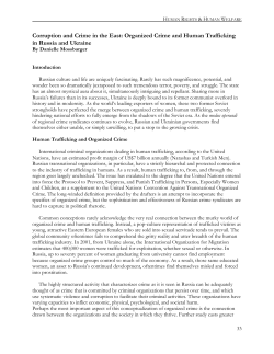Corruption and Crime in the East: Organized Crime and Human Trafficking in Russia and Ukraine