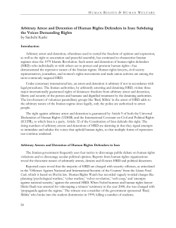 Arbitrary Arrest and Detention of Human Rights Defenders in Iran: Subduing the Voices Demanding Rights